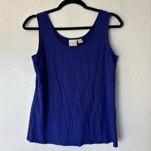 Chico's Top Tank Size 1/med Royal Blue Sleeveless Stretch Nylon Scoop Neck DR